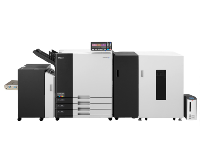 RISO ComColor GD9630 Tintenstrahldrucker mit High Capacity Feeder (Papierzuführung mit hoher Kapazität) und Fiery Rastergrafikprozessor (Raster Image Processor, RIP)