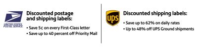 USPS and UPS discounted postage and packing labels